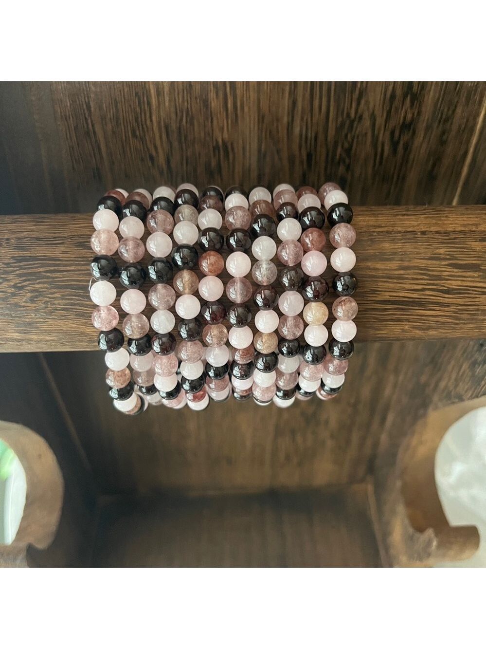 Multi stone bracelet (one) Garnet, Rose Quartz, Strawberry Quartz